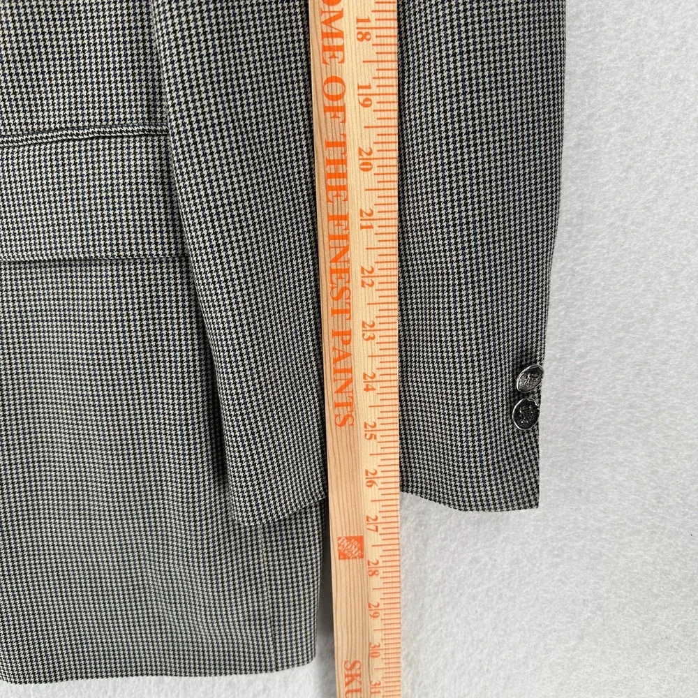 Stafford Plaid Houndstooth Suit Blazer Jacket‎ 48L Pants 41X31 Metal Buttons